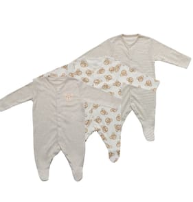 Pure Baby Natural Long Sleeved Sleepsuits 3 Pack - 0-3 Months