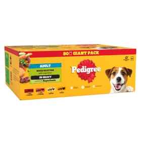 Pedigree Adult Wet Dog Food Mega Pack Pouch 80 x 100g - Mixed Selection Gravy