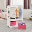 Liberty House Toys White Wooden Dress Up Unit with Two Pink Storage Boxes