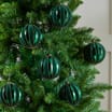 Festive Feeling Alpine Woods Flocked Stripe Christmas Bauble 6 Pack