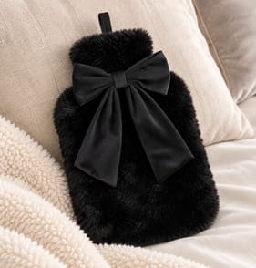 The Winter Warmer Collection Bow Hot Water Bottle - Black