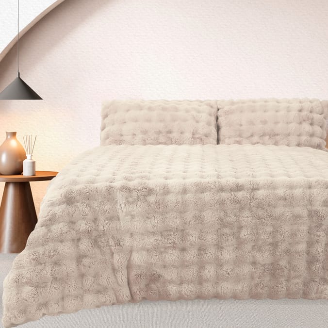 The Winter Warmer Collection Brushed Faux Fur Duvet Set Beige