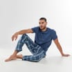 Originals Mens Navy T-Shirt & Long Check Bottoms Pyjama Set