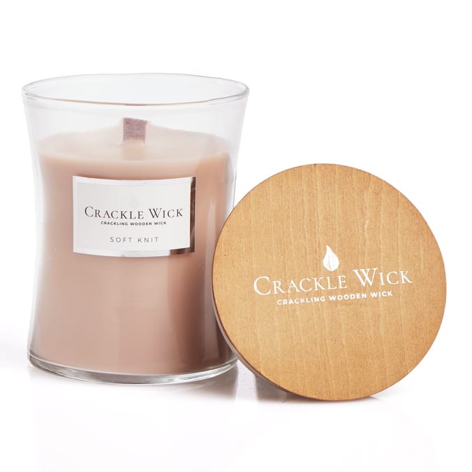Crackle Wick Crackling Wooden Wick Medium Hourglass Scented Candle - Soft Knit