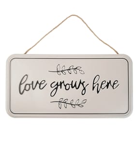 Jardin Metal Hanging Wall Sign - Love Grows Here