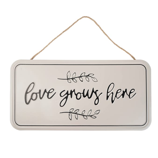 Jardin Metal Hanging Wall Sign - Love Grows Here