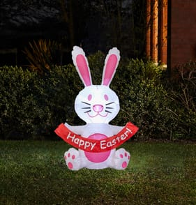 Hoppy Easter LED Light-Up 1.2m Inflatable Bunny - Red