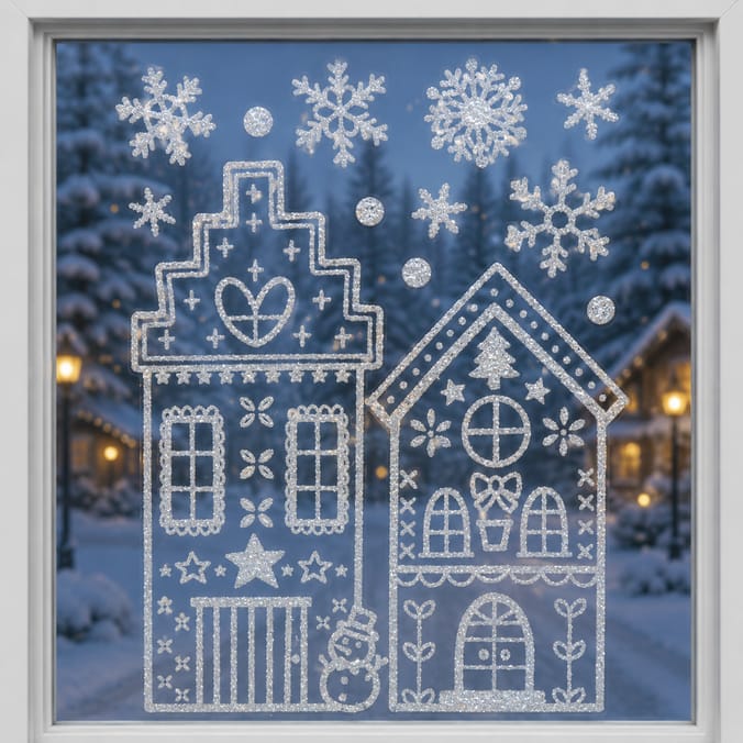 Festive Feeling Christmas Frosty Window Stickers Assorted