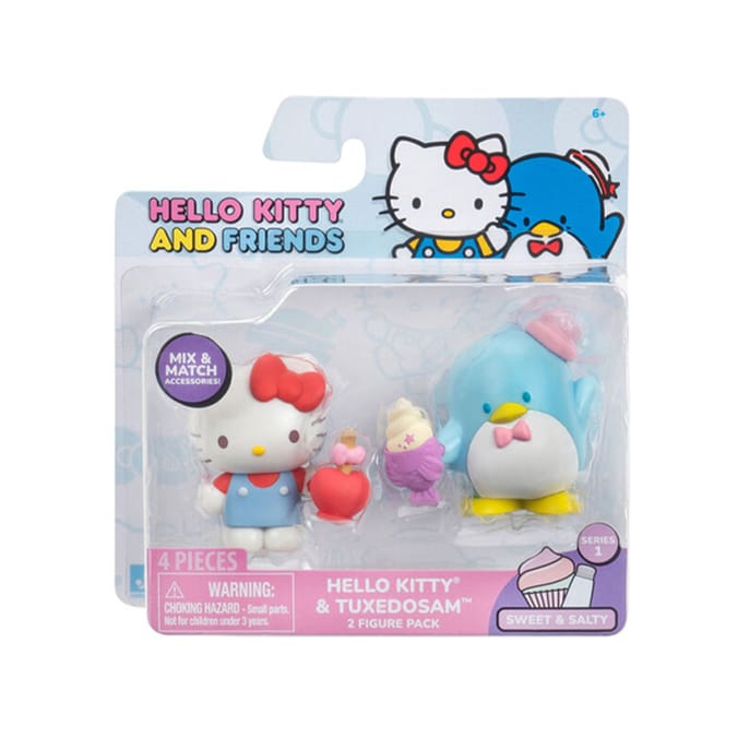 Hello Kitty & Friends 2 Figure Pack: Sweet & Salty - Hello Kitty Candy Apple & Tuxedosam Taiyaki