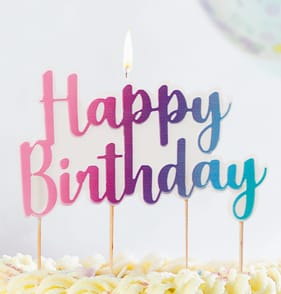 Let's Party Pastel Happy Birthday Candle Topper