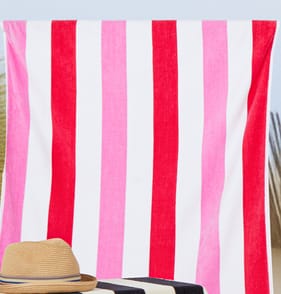 Hello Summer Stripe Beach Towel - Pink