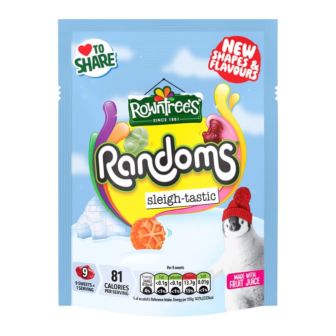 Rowntree's Randoms Sleigh-Tastic Fruit Flavour Jellies Sharing Bag 130g