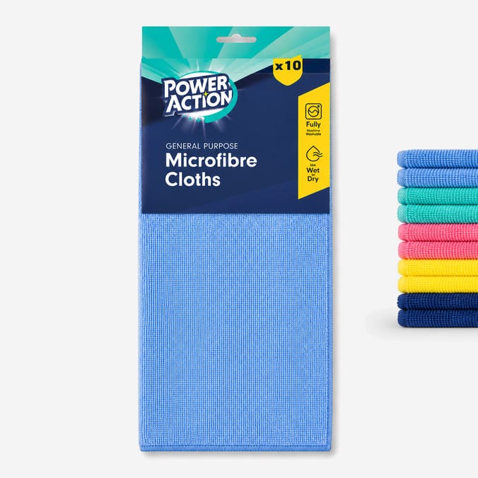 Power Action General Purpose Microfibre Cloth 10 Pack