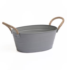 The Outdoor Living Collection Metal Planter with Rope Handle - Grey