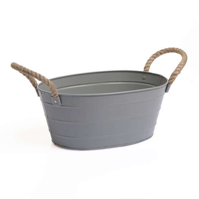 The Outdoor Living Collection Metal Planter with Rope Handle