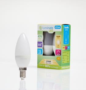 E-Luminate LED Candle E14 Warm White Dimmable Light Bulb 2 Pack - 470 Lumens