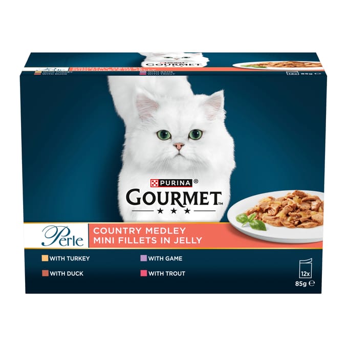 Gourmet Perle Country Medley Mini Fillets in Jelly Wet Cat Food 12 x 85g