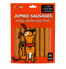 I Love My Pet Jumbo Sausages Meaty Chicken Dog Treats 6 Pack