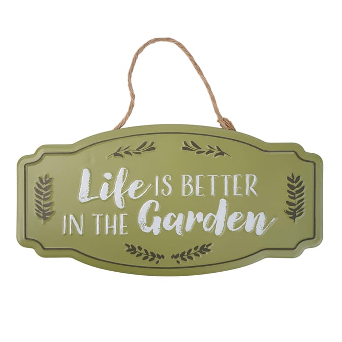 Jardin Metal Hanging Wall Sign - Life Is Better In The Garden