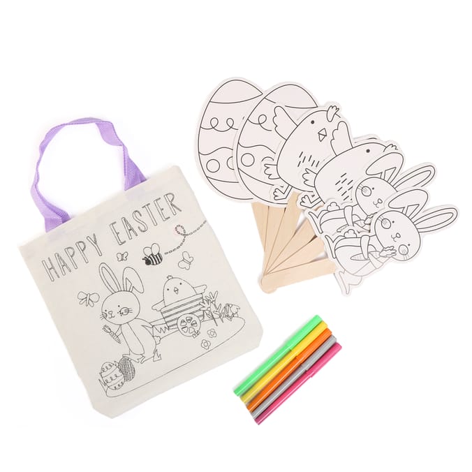  Hoppy Easter Colour Your Own Characters & Bag