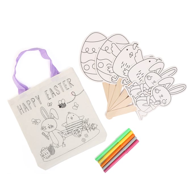 Hoppy Easter Colour Your Own Characters & Bag