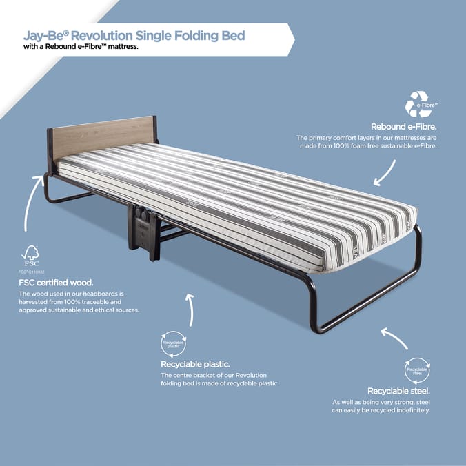 Jay-Be Revolution Folding Bed with Rebound e-Fibre Mattress - Single