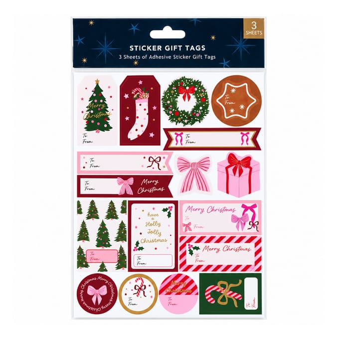 Festive Feeling Sticker Gift Tags 3 Sheets - Wrapped In Joy Bows