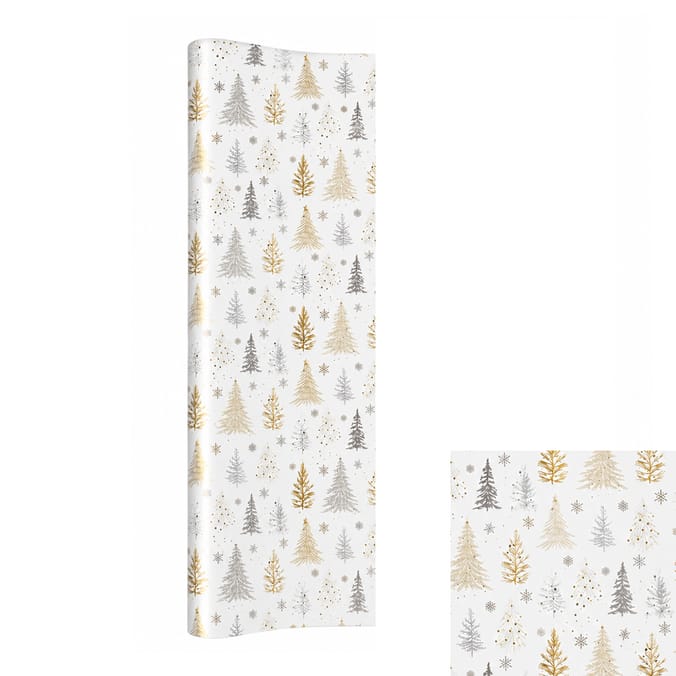 Festive Feeling Luxury 4M Wrapping Paper - Silver Trees