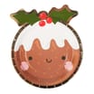 Sleigh Bells Christmas Pudding Paper Plates 10 Pack