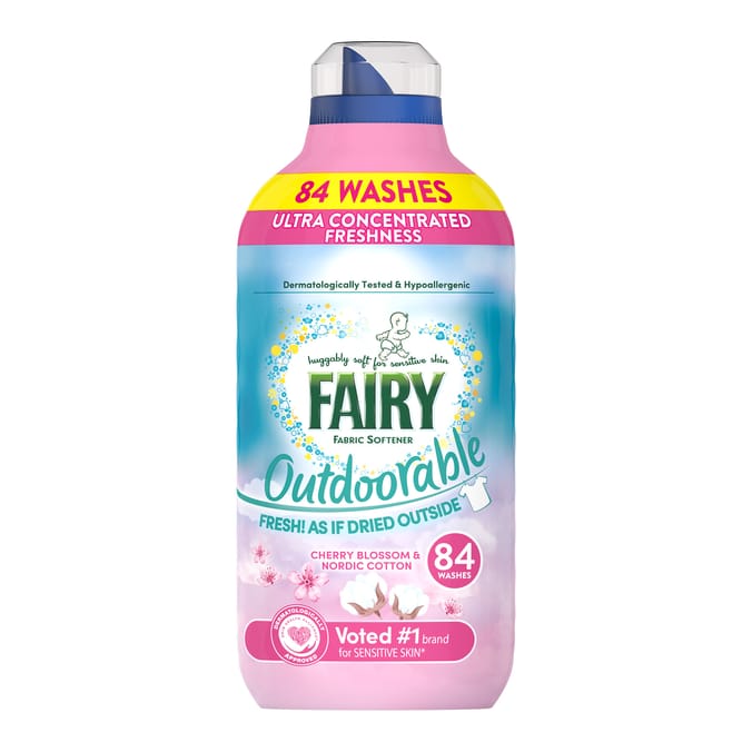 Fairy Outdoorable Fabric Conditioner 84 Washes 1.176 Litres - Cherry Blossom & Nordic Cotton