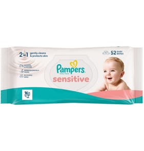 Pampers Sensitive Baby Plastic Free Wet Wipes 52's
