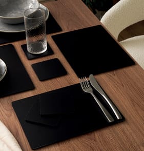 Home Collections Cork Back Place Mats And Coaster Set 8 Pack - Black 