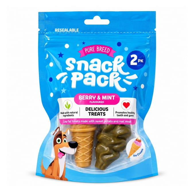 Snack Pack Ice Cream Shape Dog Treats - Berry & Mint Flavoured