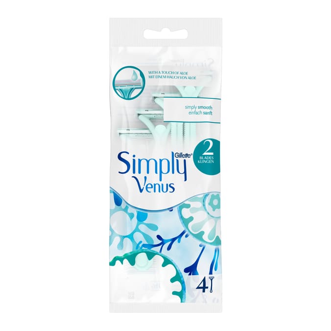 Simply Venus 2 Blade Disposable Razors 4 Pack