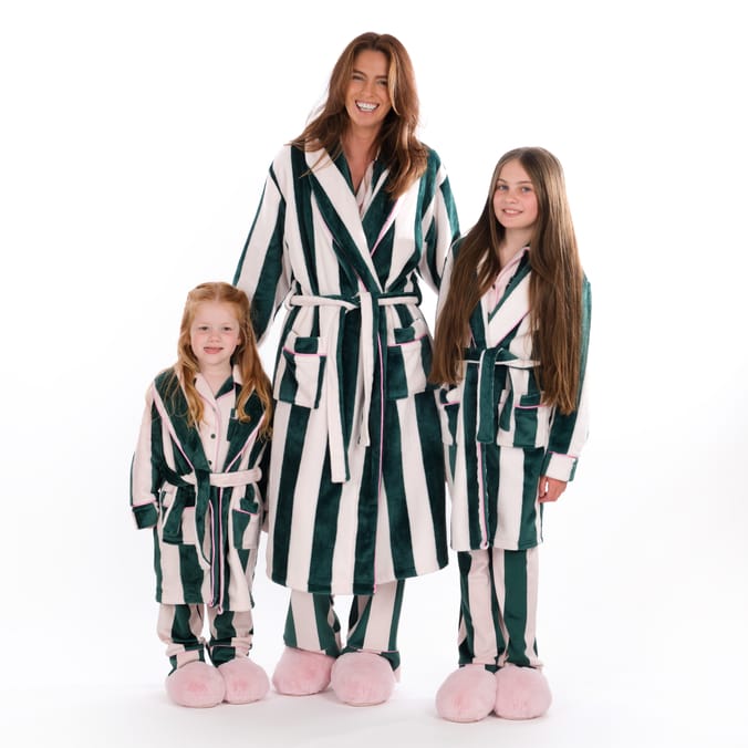 Originals Kids Pink & Green Striped Dressing Gown