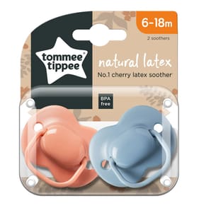 Tommee Tippee 2 Natural Latex Cherry Soothers 6-18 Months
