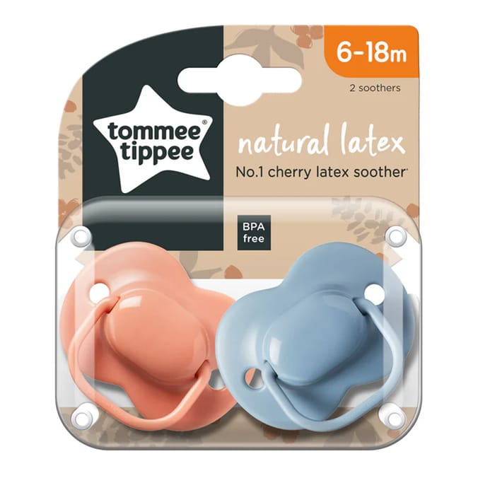 Tommee Tippee 2 Natural Latex Cherry Soothers 6-18 Months