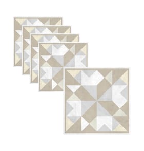 Stick Ease Self-Adhesive Vinyl Floor Tiles 5 Pack - Neutral Geometric x8