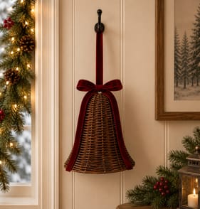 Festive Feeling Alpine Woods Christmas Hanging Rattan Bell