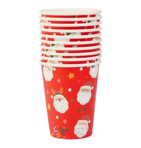 Sleigh Bells Santa Paper Cups 10 Pack
