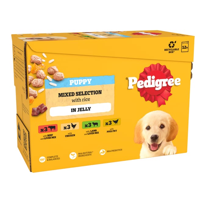 Pedigree Junior Puppy Wet Dog Food Pouches 12 x 100g - Mixed Selection In Jelly