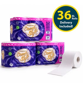 Premium Comfy Soft Extra Long 3 Ply Toilet Tissue 12 Rolls x3