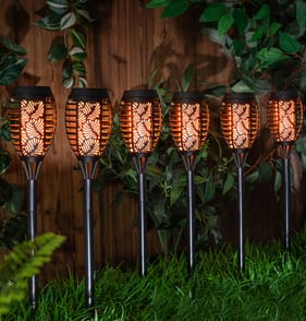 Firefly Rattan Effect Solar Stake Lights 4 Pack Home Bargains