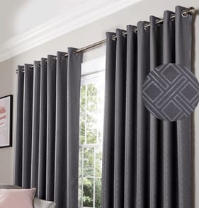 Alan Symonds Diamond Blackout Curtains - Charcoal 46 x 54