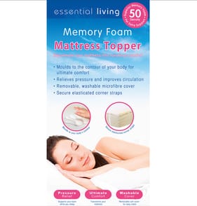Essential Living Memory Foam Mattress Topper - Double