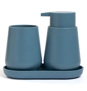Bath Soap Dispenser, Tumbler & Tray Set - Blue
