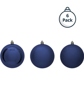 Festive Feeling 10cm Christmas Bauble 6 Pack - Navy