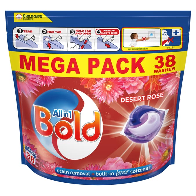 Bold All-in-1 Pods Washing Liquid Capsules Desert Rose 38 Washes