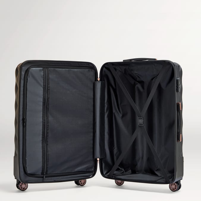 Salisburys Embossed Quilted Shell Suitcase - Black