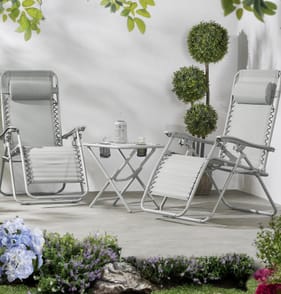 The Outdoor Living Collection Zero Gravity Reclining Chairs & Table Set - Grey